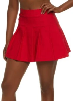 Basic Solid Pleated Mini Skirt