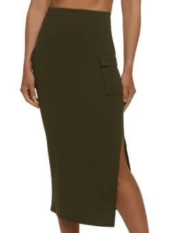 Crepe Knit Cargo Skirt