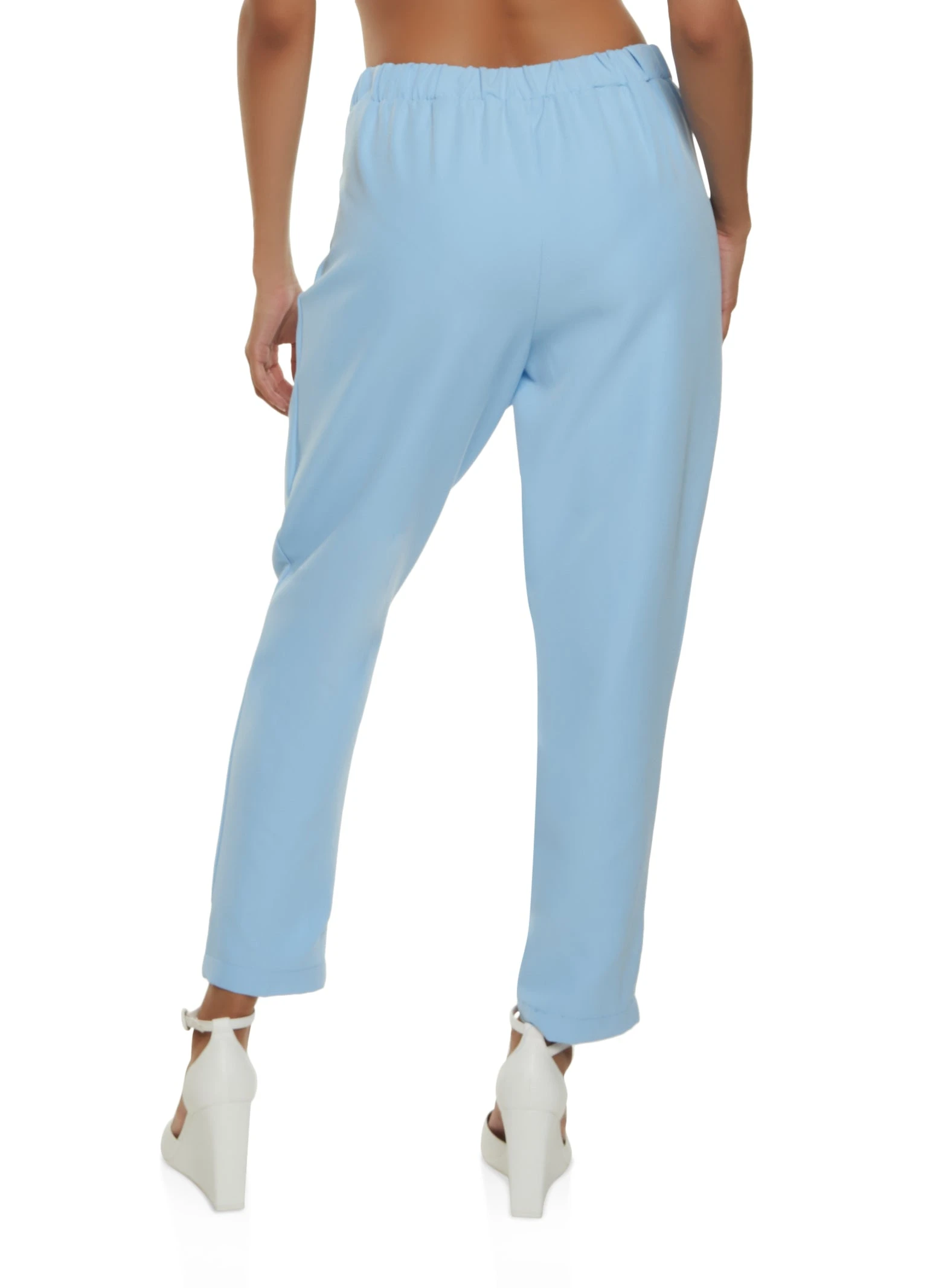 Crepe Knit Tie Front Waist Ankle Pants - Image 2