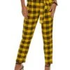 Paper Bag Tie Waist Plaid Print Pants