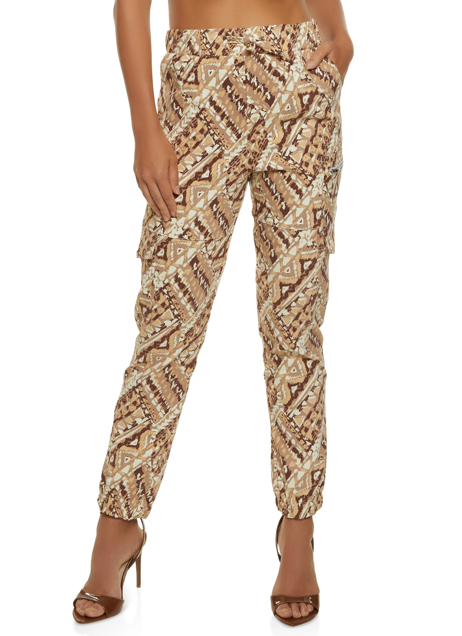 Aztec Print Zip Pocket Cargo Joggers