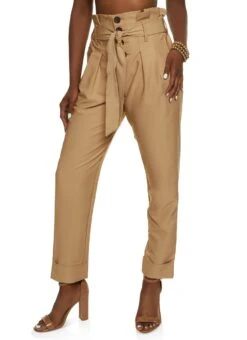 Fixed Cuff Paper Bag Waist Pants
