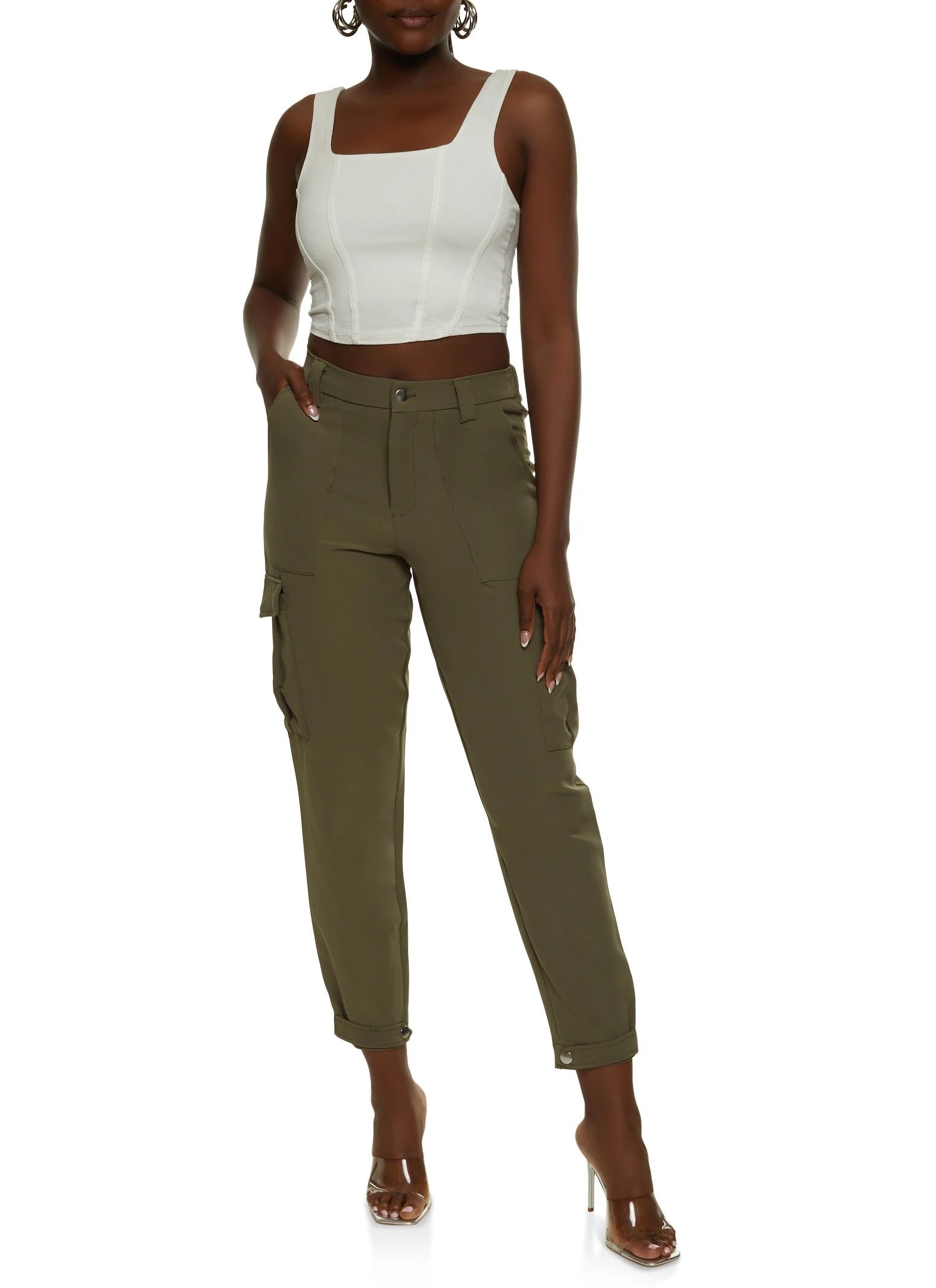 Tabbed Cuff Cargo Pocket Pants - Image 2