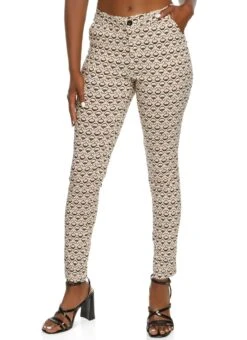 Geometric Print Skinny Dress Pants