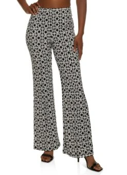 Geometric Print High Waist Flare Pants