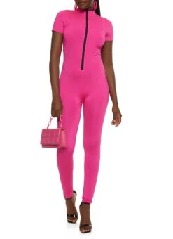 Mock Neck Zip Front Catsuit