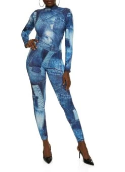 Patchwork Print Catsuit