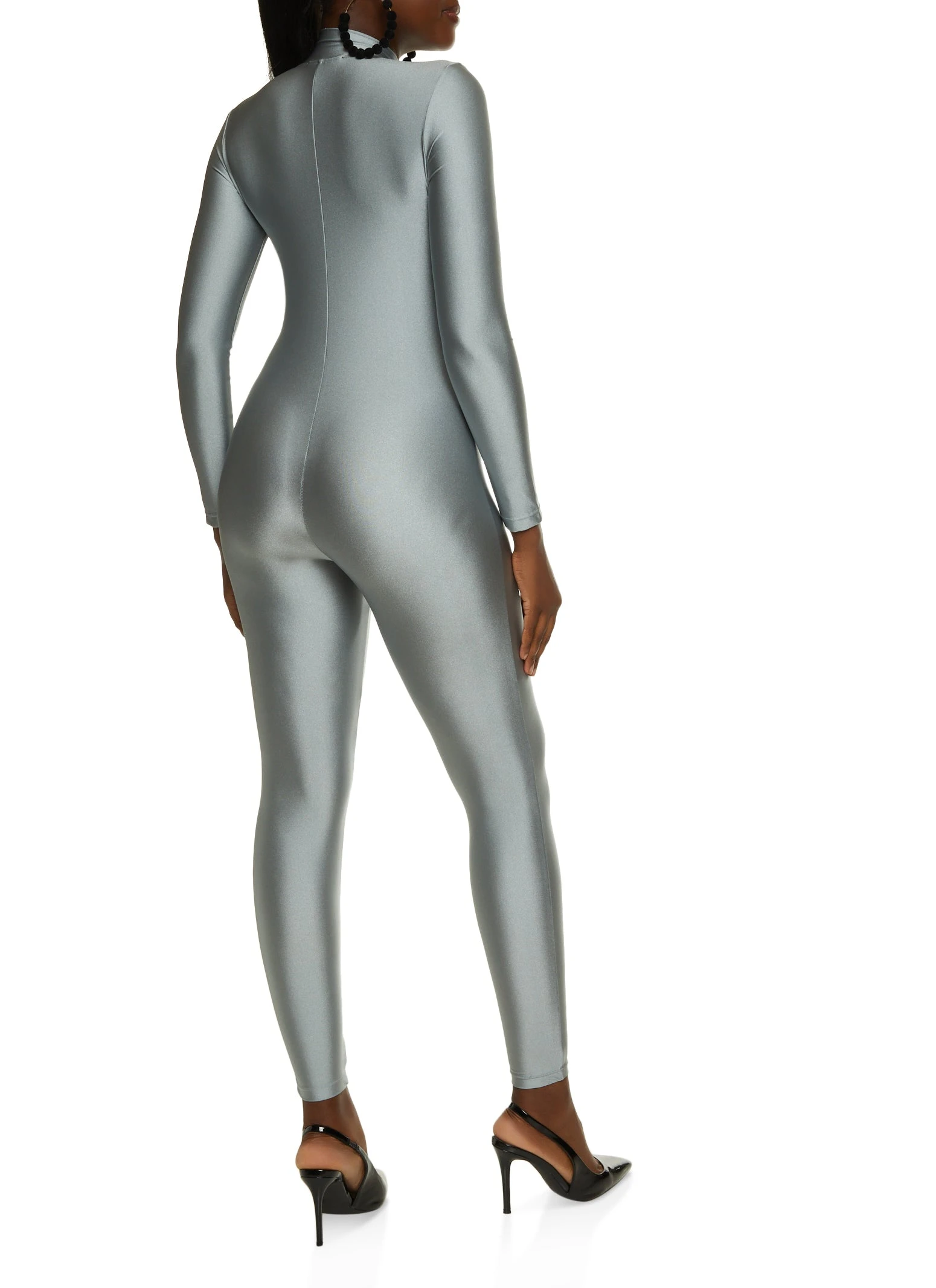 Solid Half Zip Catsuit - Image 2