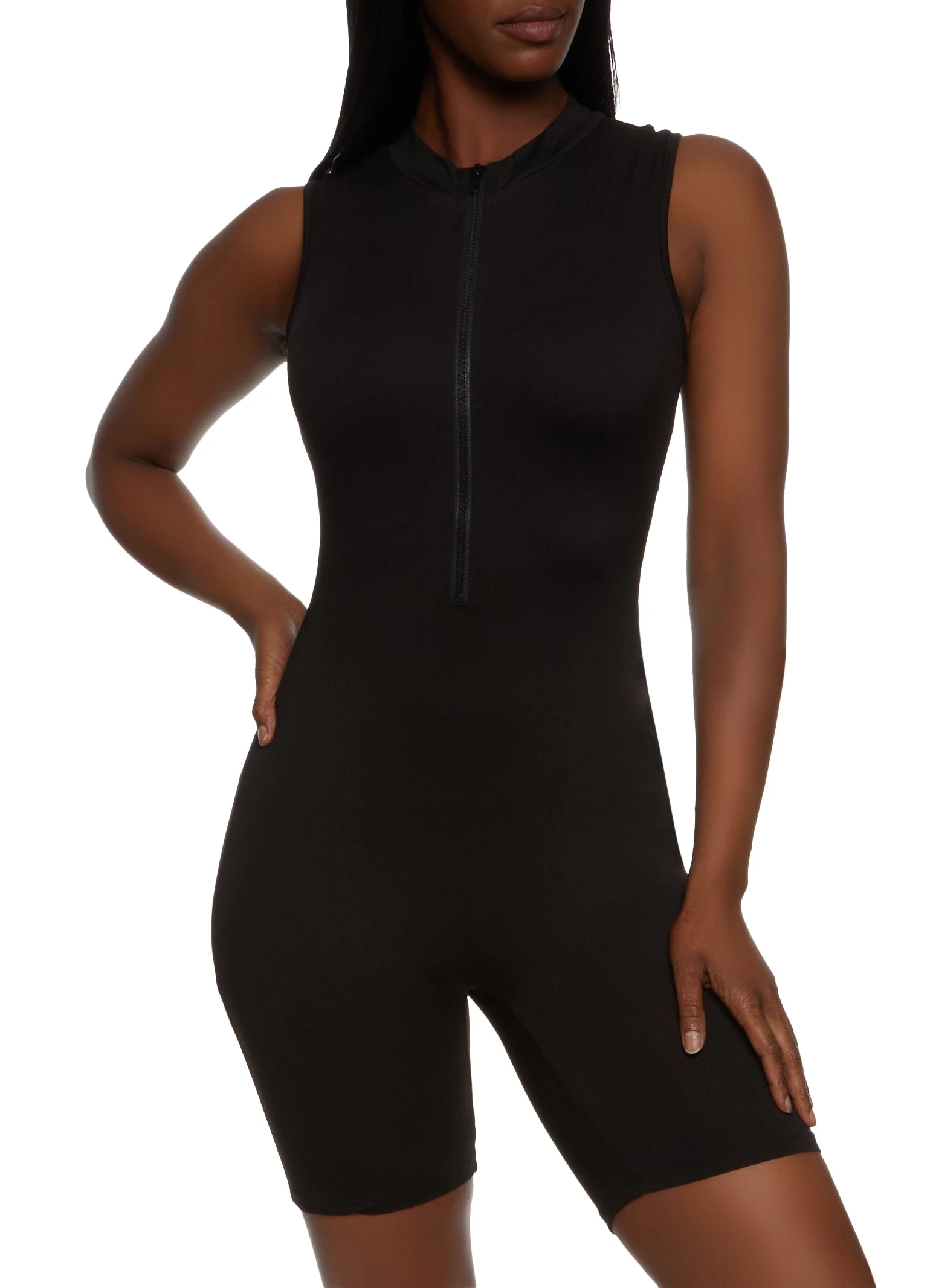 Zip Front Biker Romper