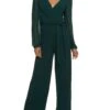 Mesh Sleeve Tie Waist Wrap Jumpsuit