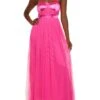 Rhinestone Strap Tulle Corset Maxi Dress