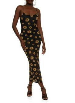 Mesh Printed Maxi Cami Dress