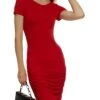 Ruched Midi T Shirt Dress