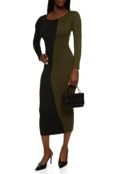 Color Block Scoop Neck Maxi Dress