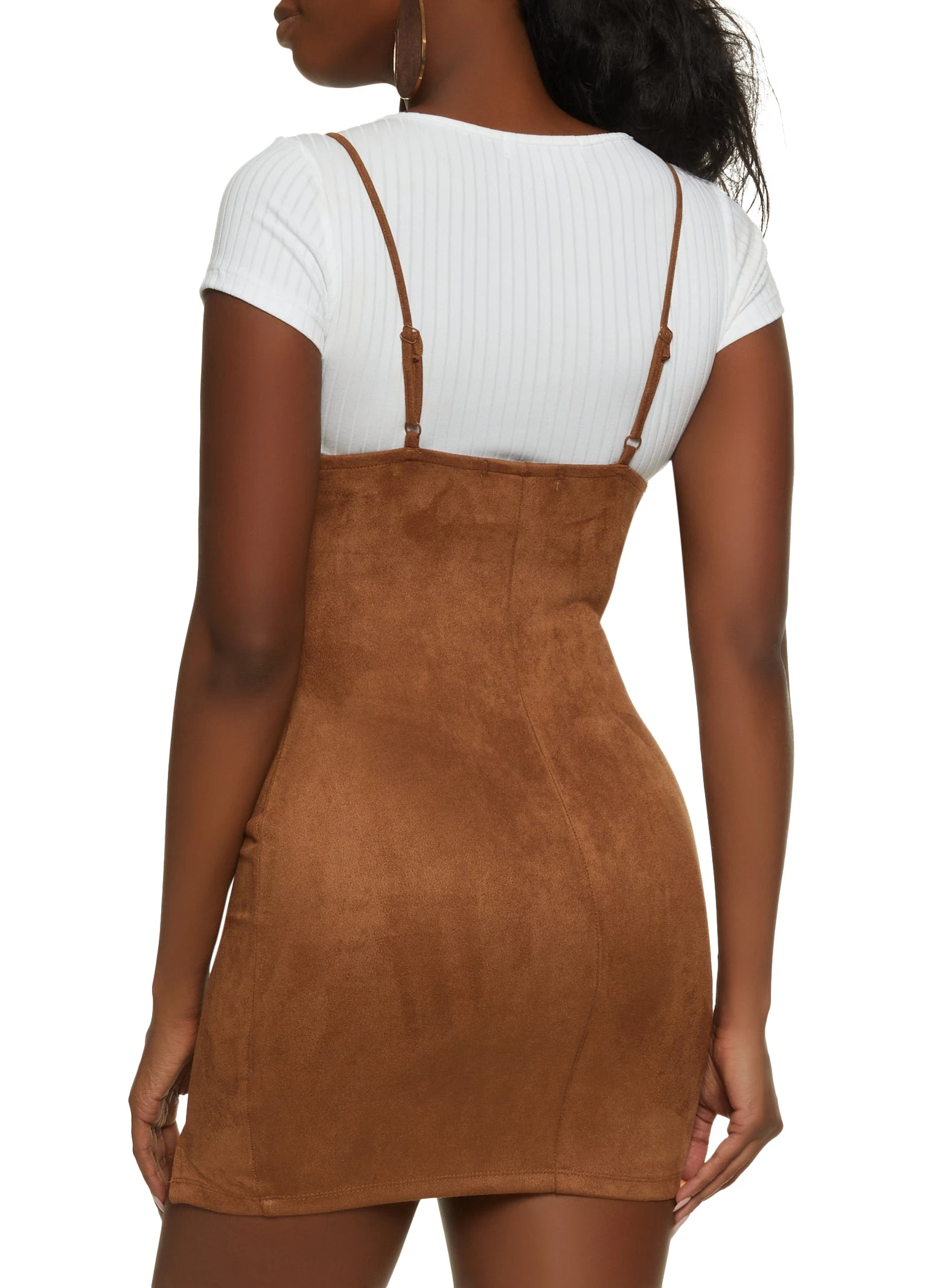 Faux Suede Cami Dress With Tee - Image 3