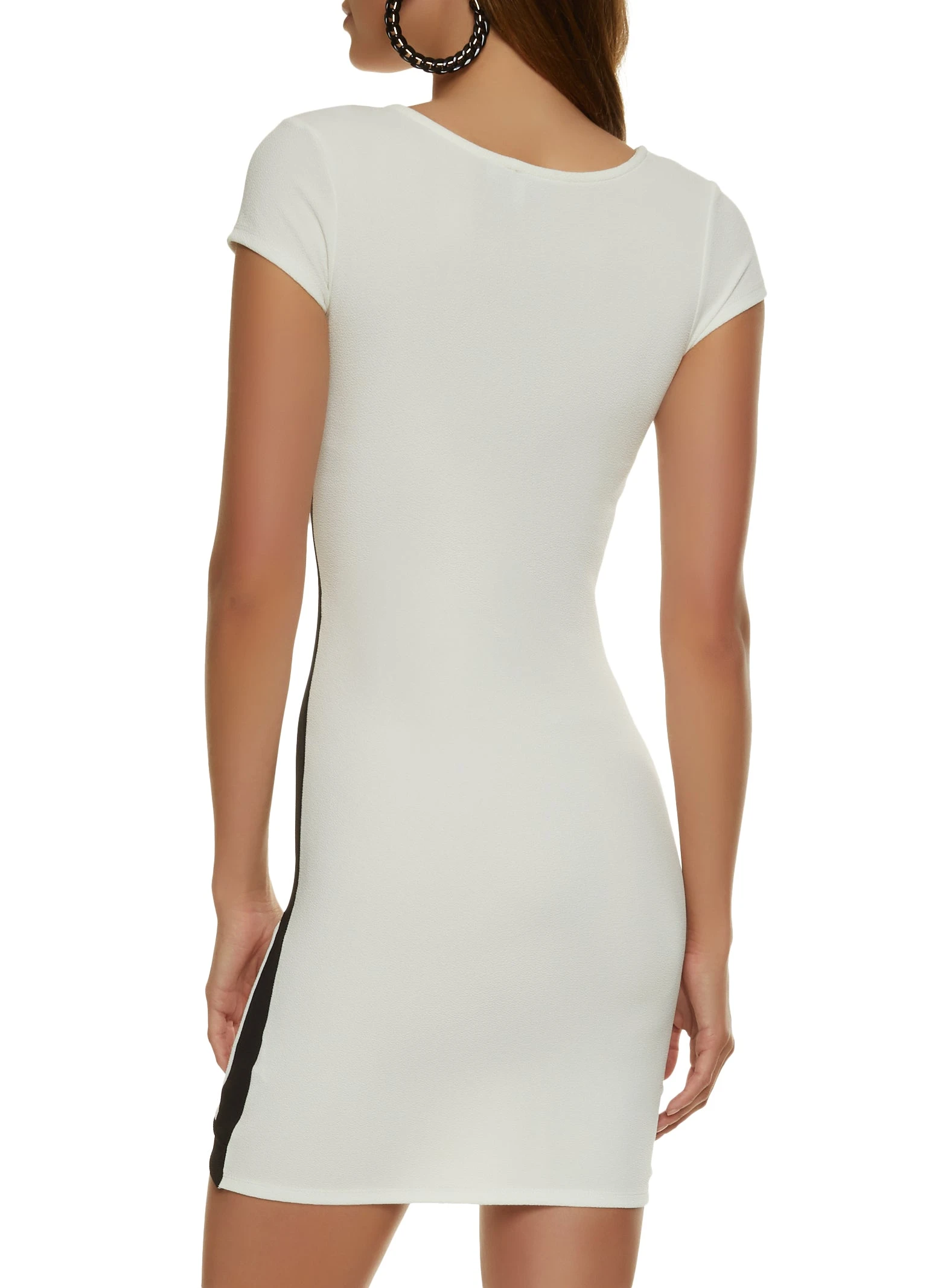 Crepe Knit Contrast Trim Wrap Dress - Image 3
