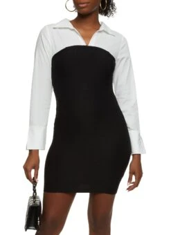 Button Back Keyhole Knit Shirt Dress