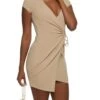 Crepe Knit O Ring Keyhole Wrap Dress