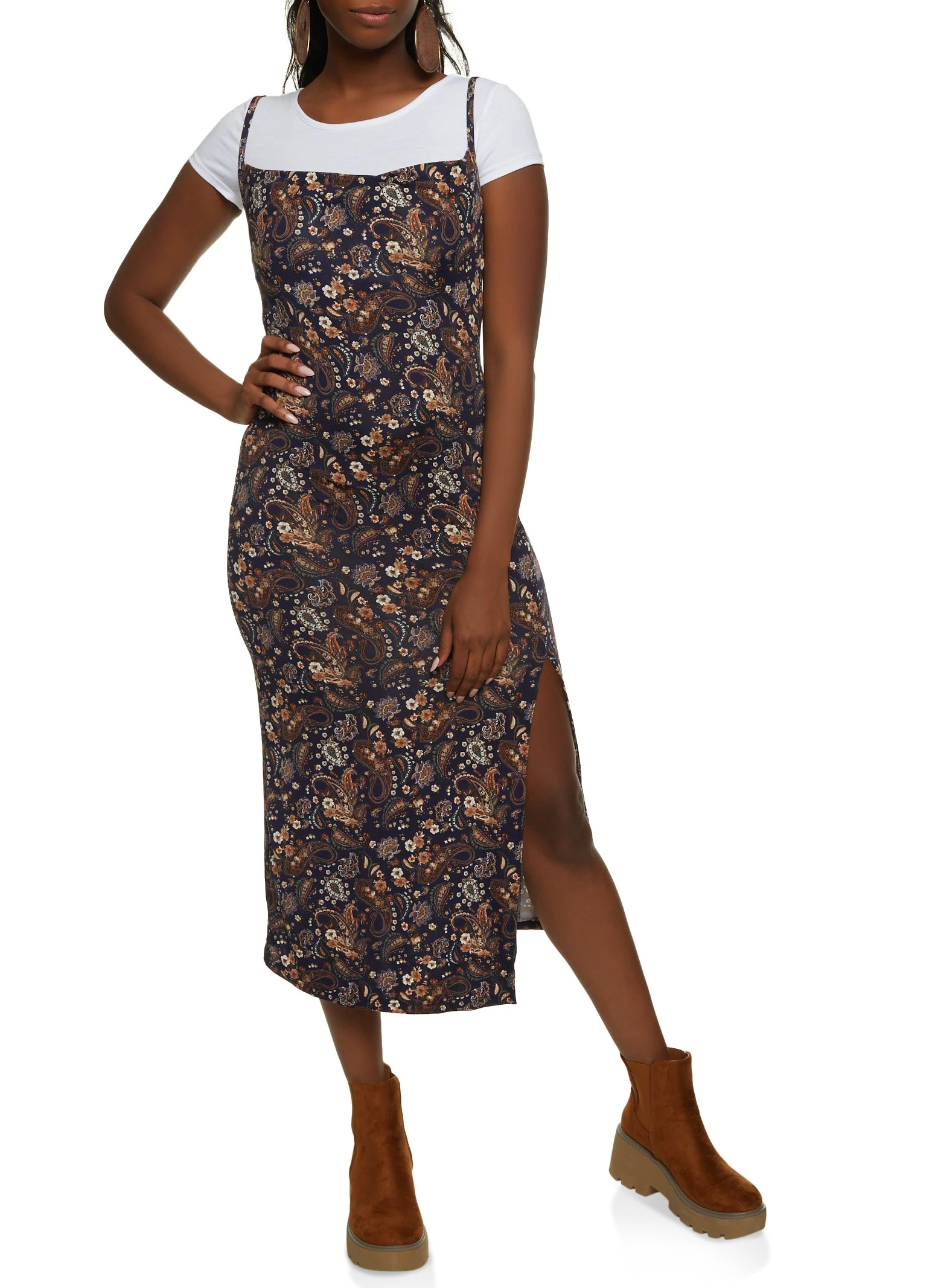 Paisley Print Cami Dress With Tee