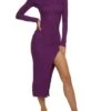 Ribbed Side Slit Sweater Maxi Dress