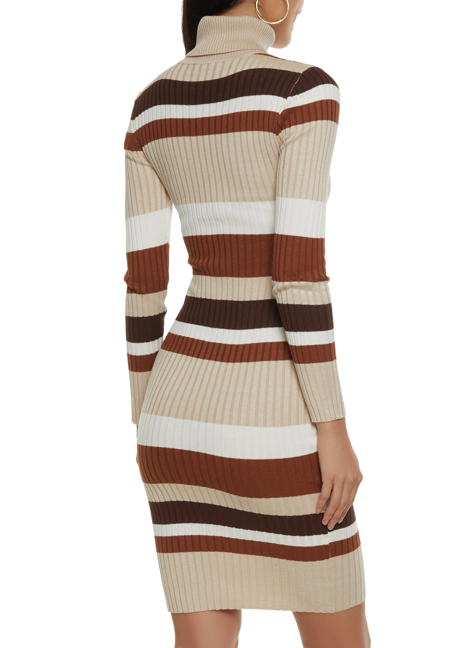 Striped Turtleneck Sweater Dress - Image 3