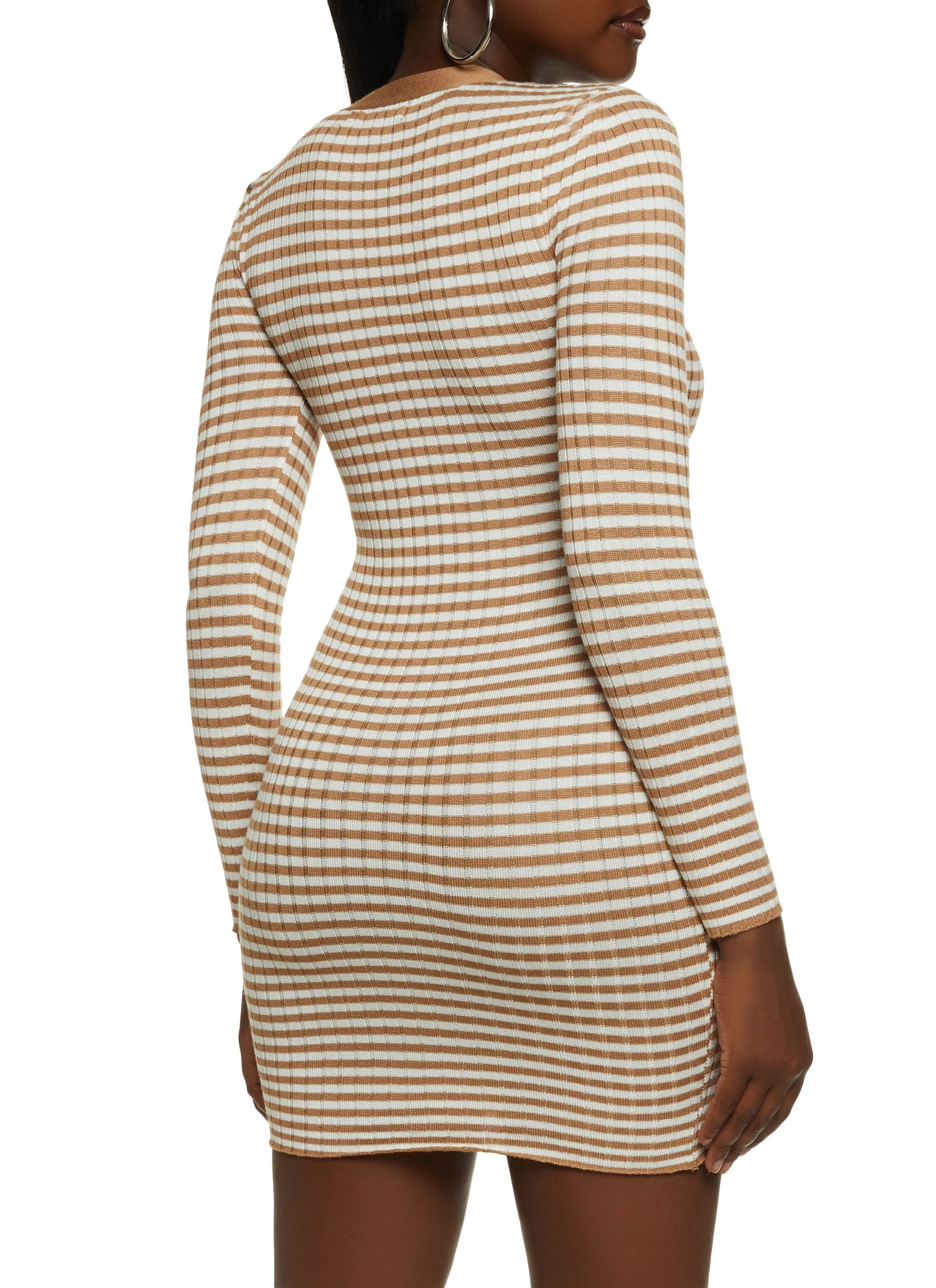 Striped Button Front Sweater Dress - Image 3