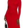 Ribbed Knit Mock Neck Bodycon Dress