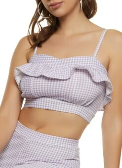 Gingham Ruffled Cropped Cami