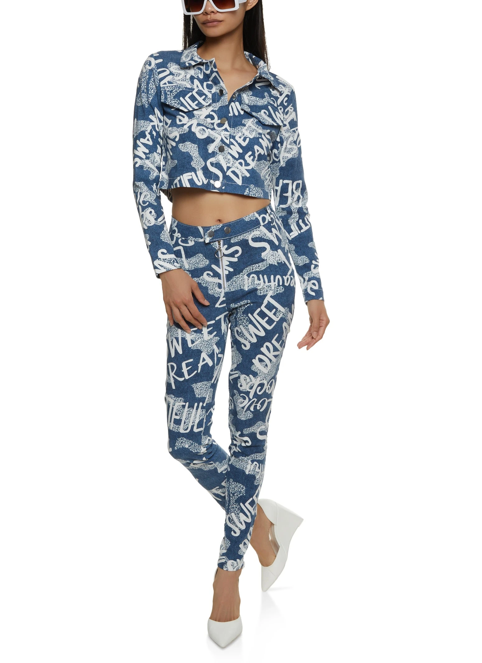 Printed Snap Button Front Jacket - Image 2