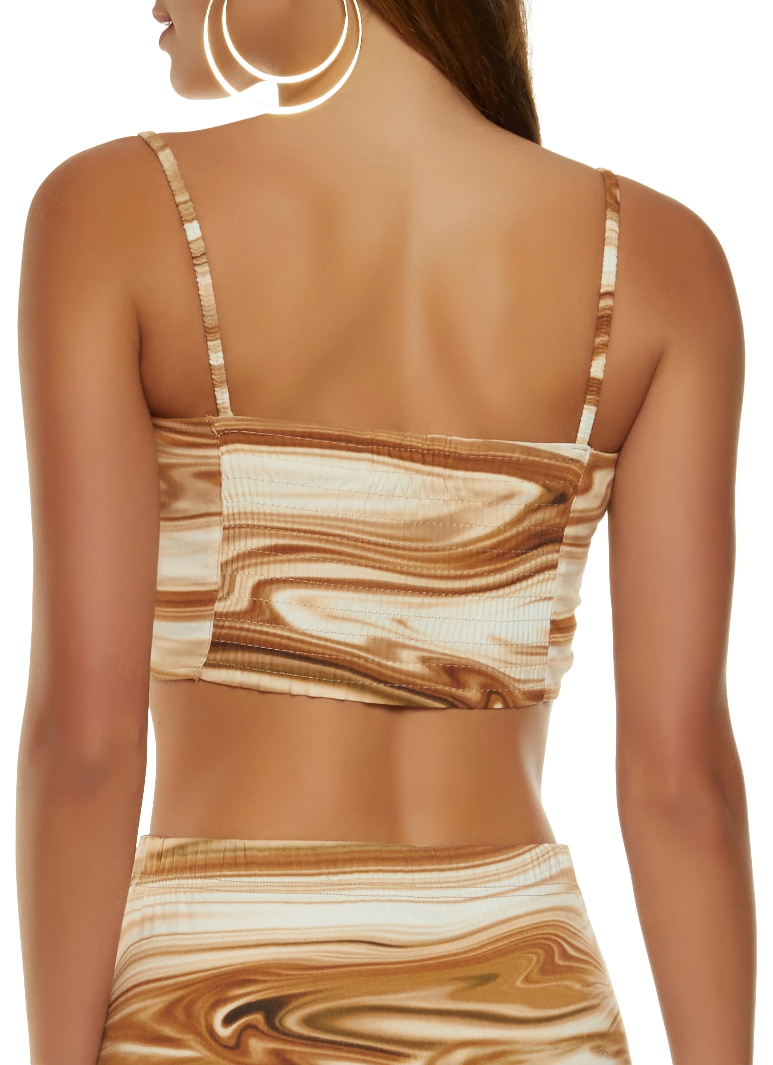 Swirl Print Smocked Cropped Cami - Image 3