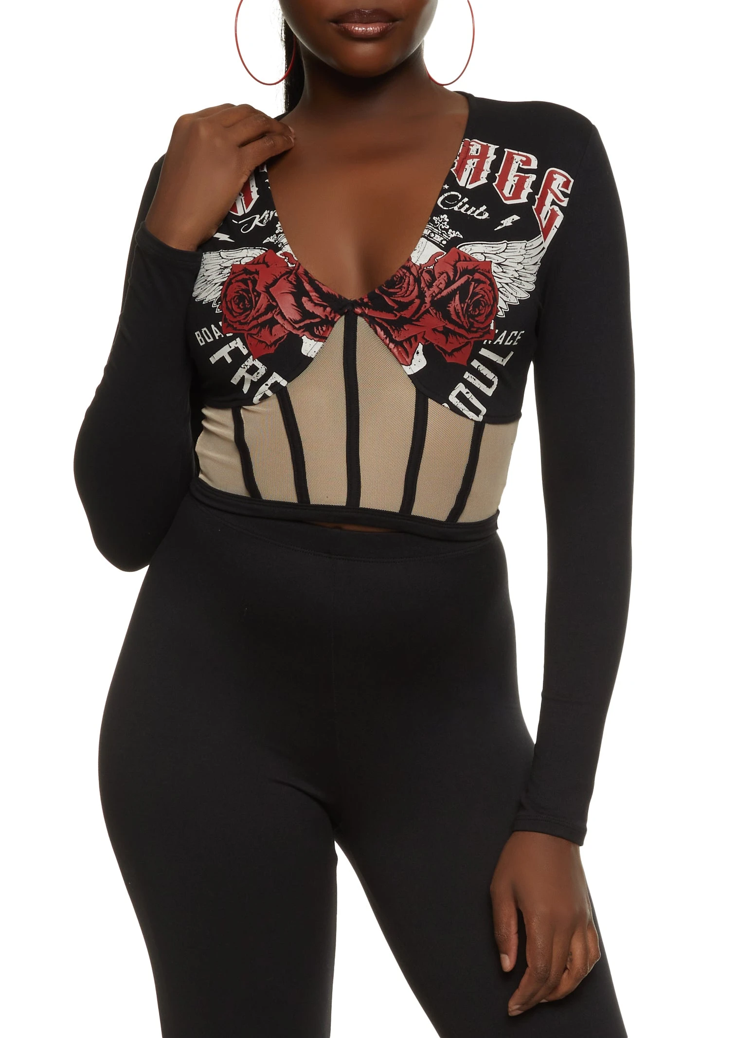 Mesh Bustier Graphic Tee