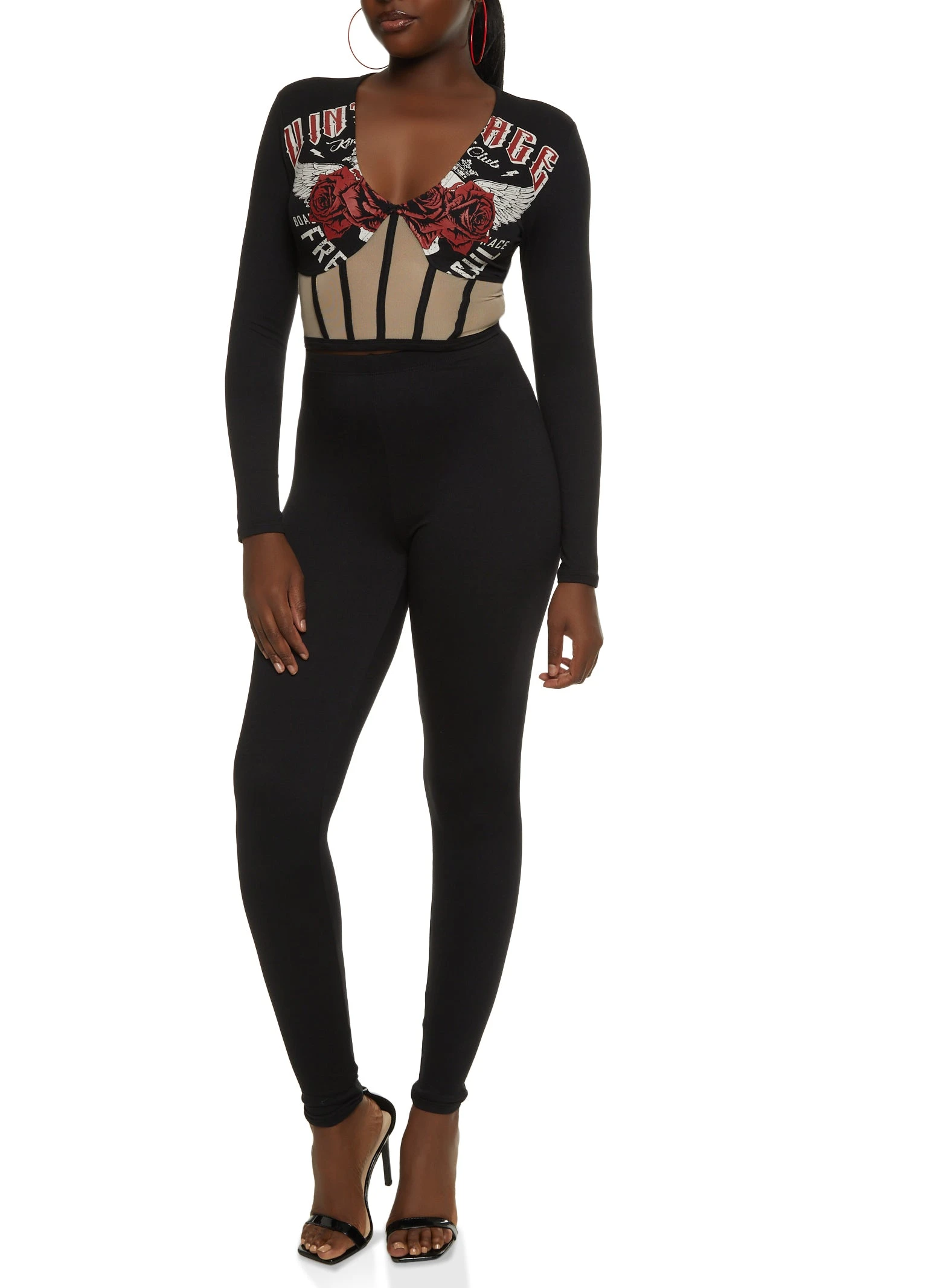 Mesh Bustier Graphic Tee - Image 2