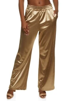 Satin Solid Wide Leg Pants