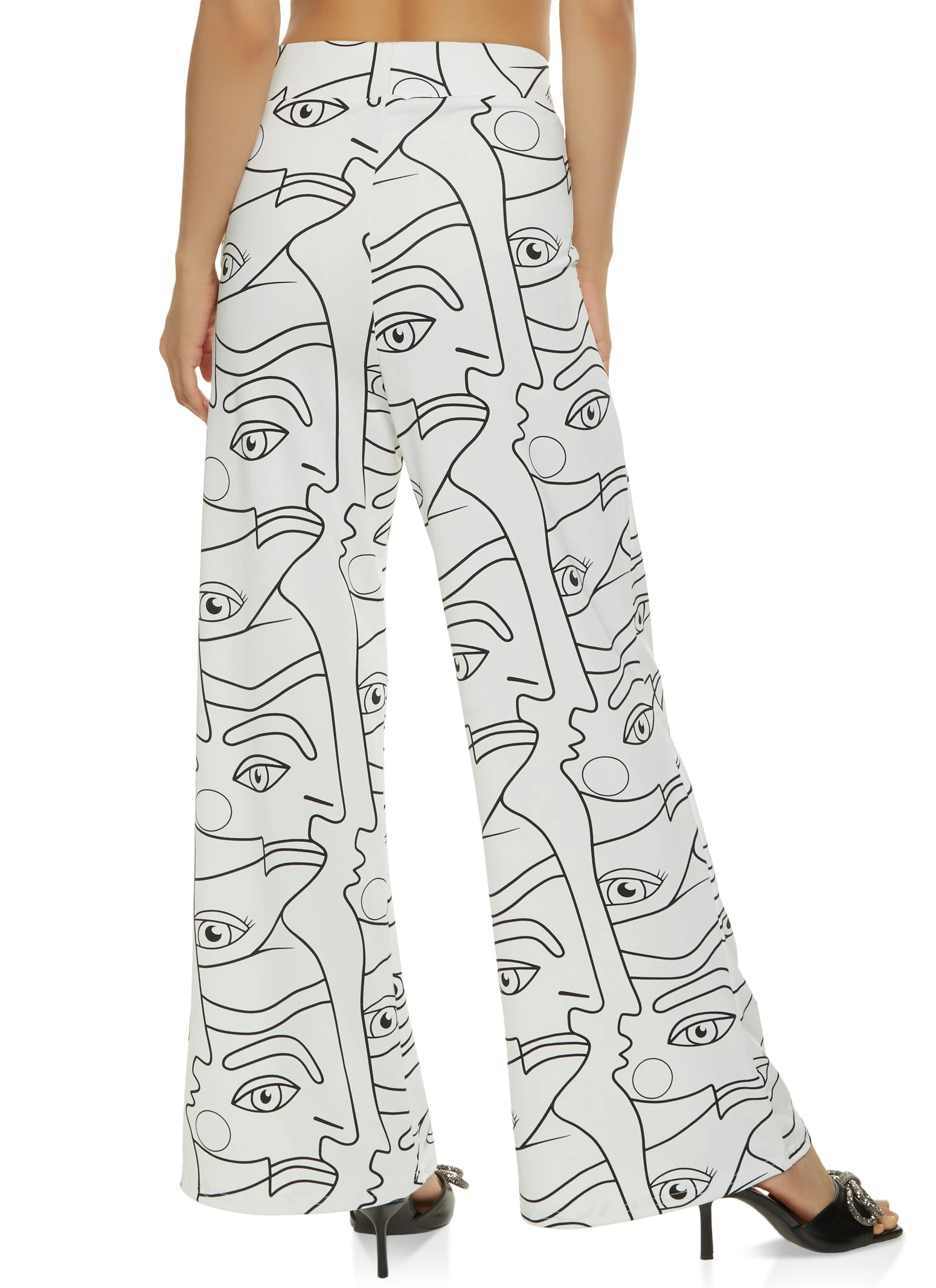Face Print Wide Leg Pants - Image 2