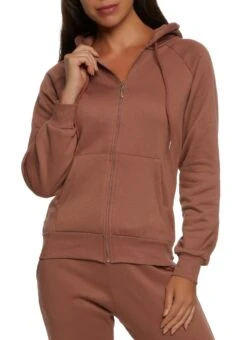 Basic Fleece Zip Front Hoodie