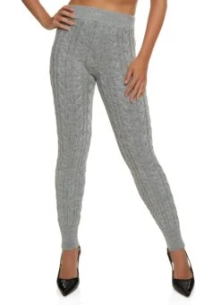 Cable Knit High Waist Leggings