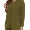 Brushed Knit Side Slit Tunic Top