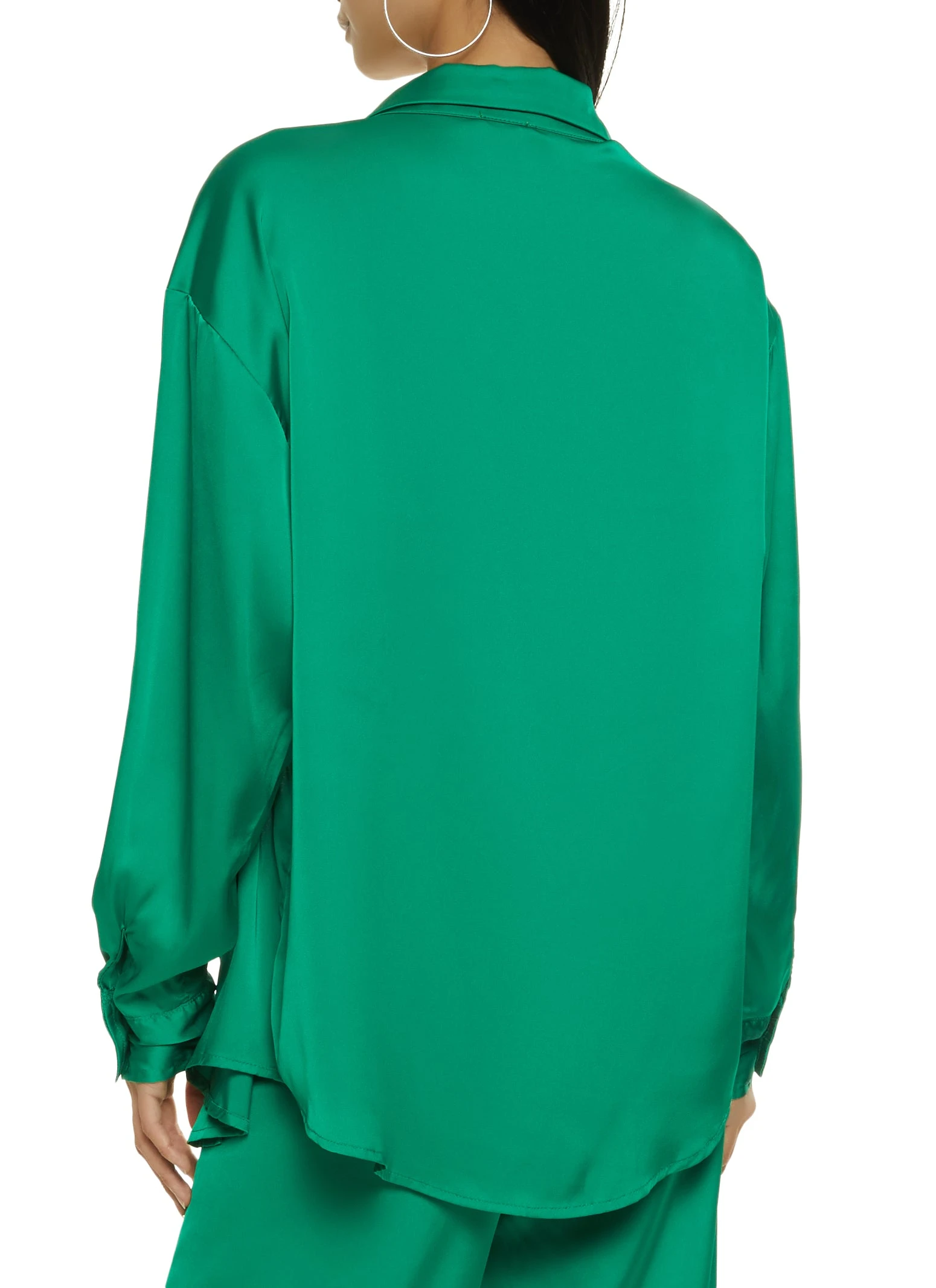 Satin Button Front Tunic Shirt - Image 3