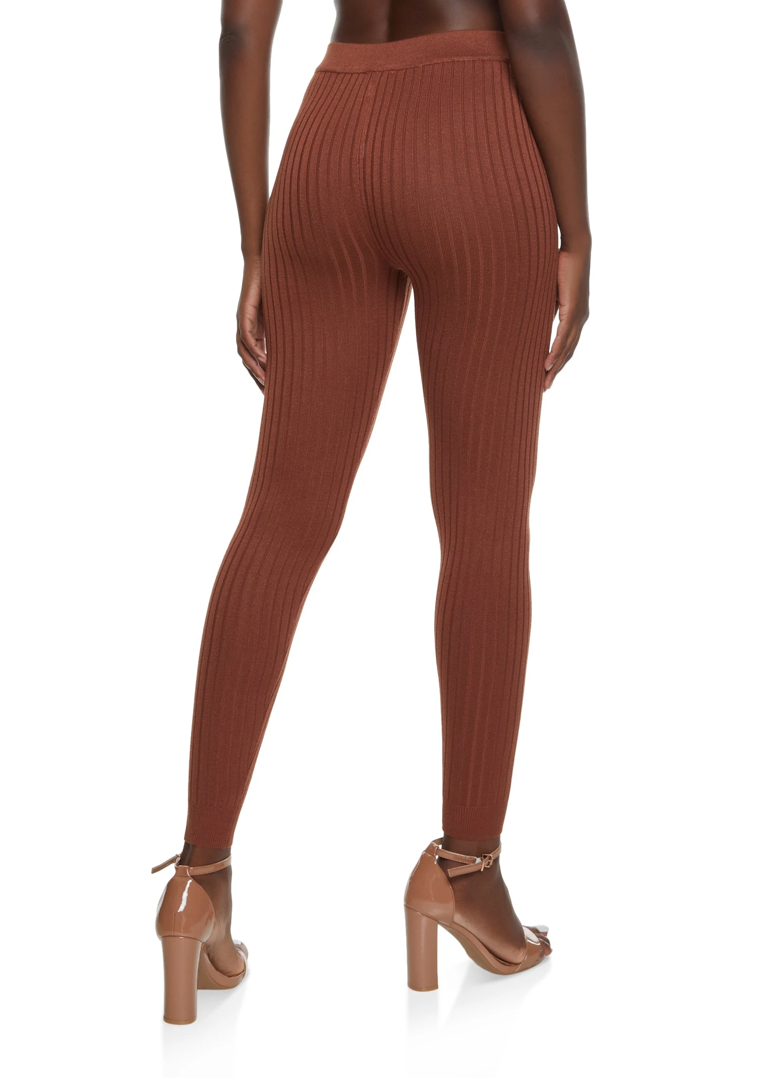 Basic Ribbed Knit Leggings - Image 2