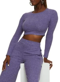 Brushed Knit Crew Neck Crop Top