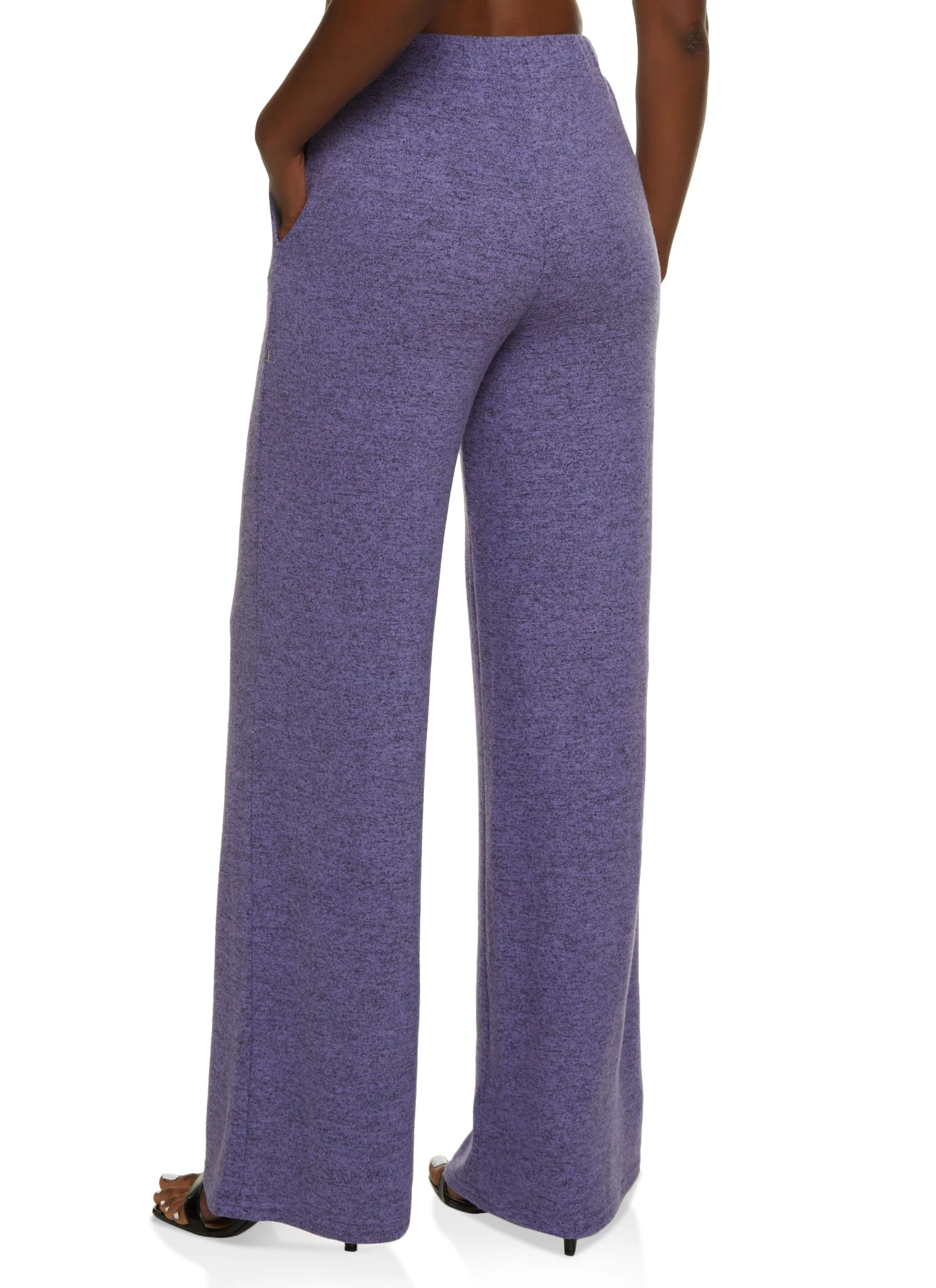 Brushed Knit High Waist Wide Leg Pants - Image 2