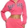 Baby Girl Varsity Graphic Cropped Hoodie