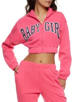 Baby Girl Varsity Graphic Cropped Hoodie