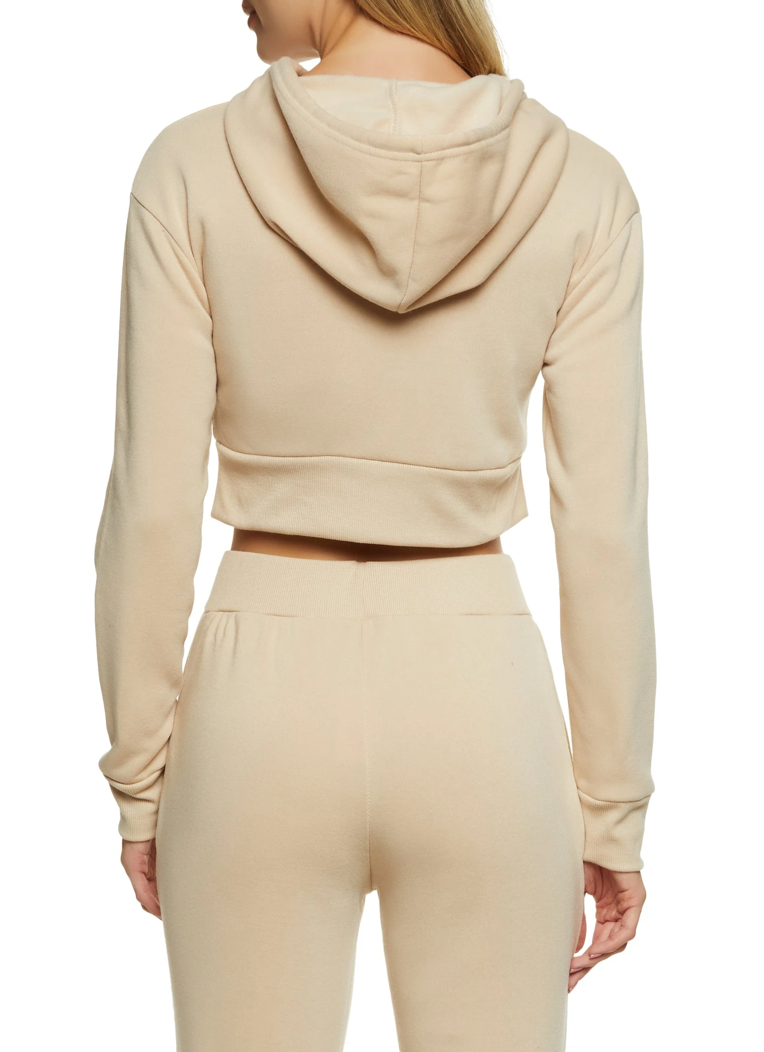 Fleece Zip Up Cropped Hoodie - Image 3