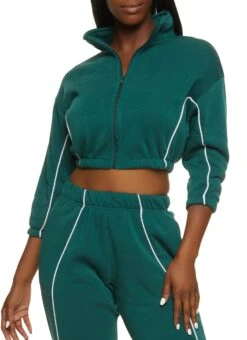 Fleece Zip Front Cropped Jacket