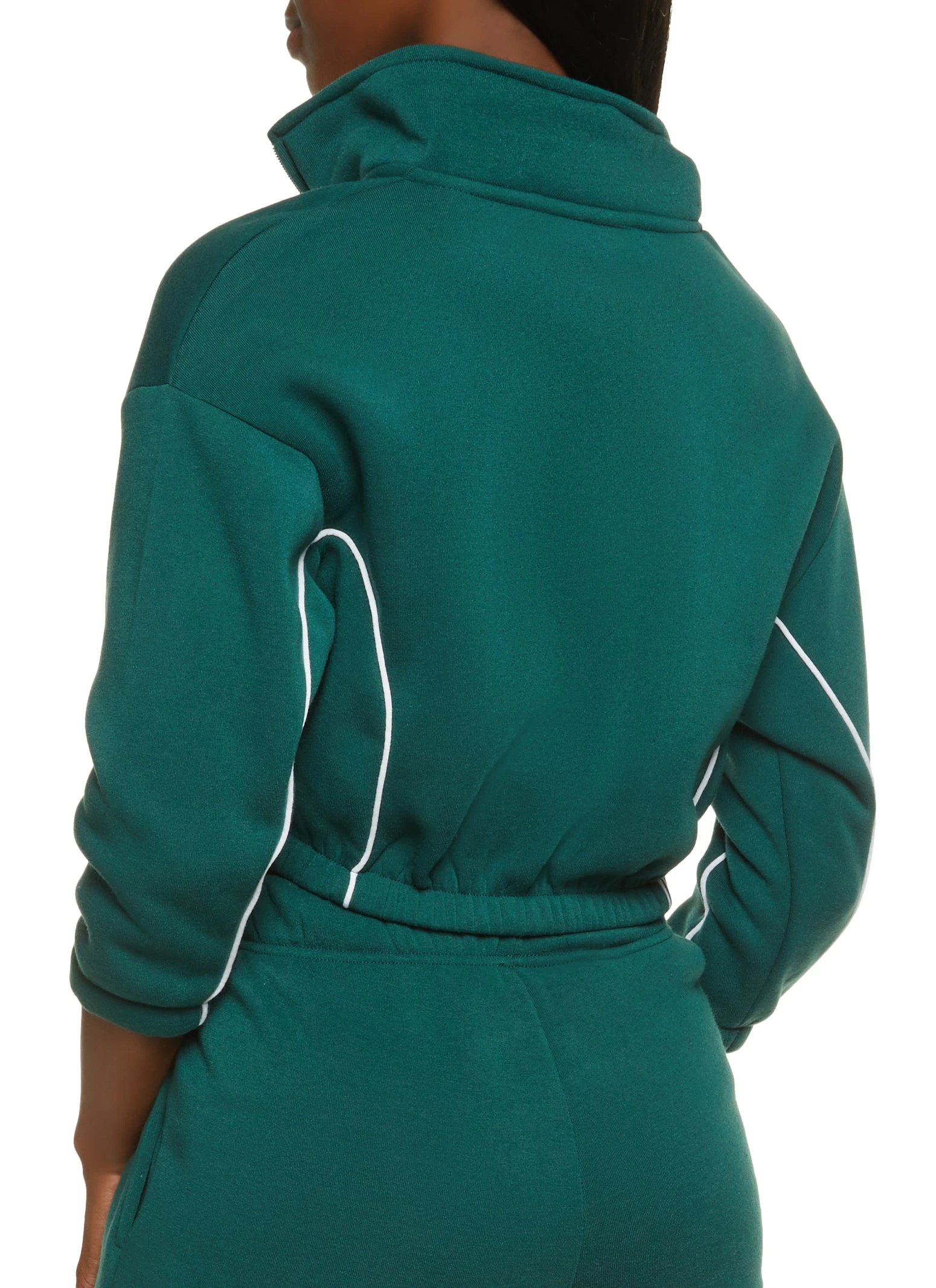Fleece Zip Front Cropped Jacket - Image 3
