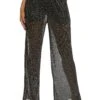 Lurex Plisse Wide Leg Pants