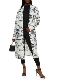 Patterned Belted Trench Coat