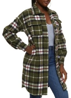 Plaid Oversized Button Front Shacket