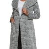 Patterned Shawl Collar Wrap Coat